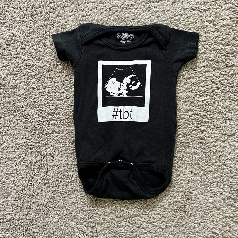 Black #tbt Baby One-Piece Bodysuit